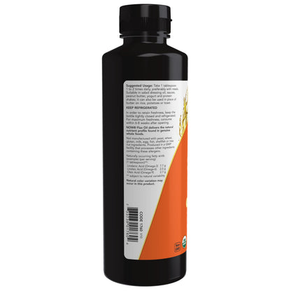 NOW Foods Organic Flax Seed Oil – Cold-Pressed, Unrefined (12 oz)