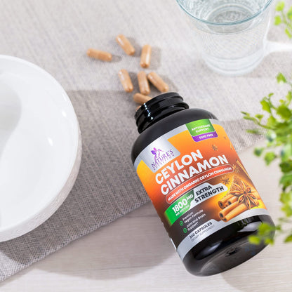 Organic Ceylon Cinnamon 1800mg Supplement – 240 Capsules (USA Bottled)