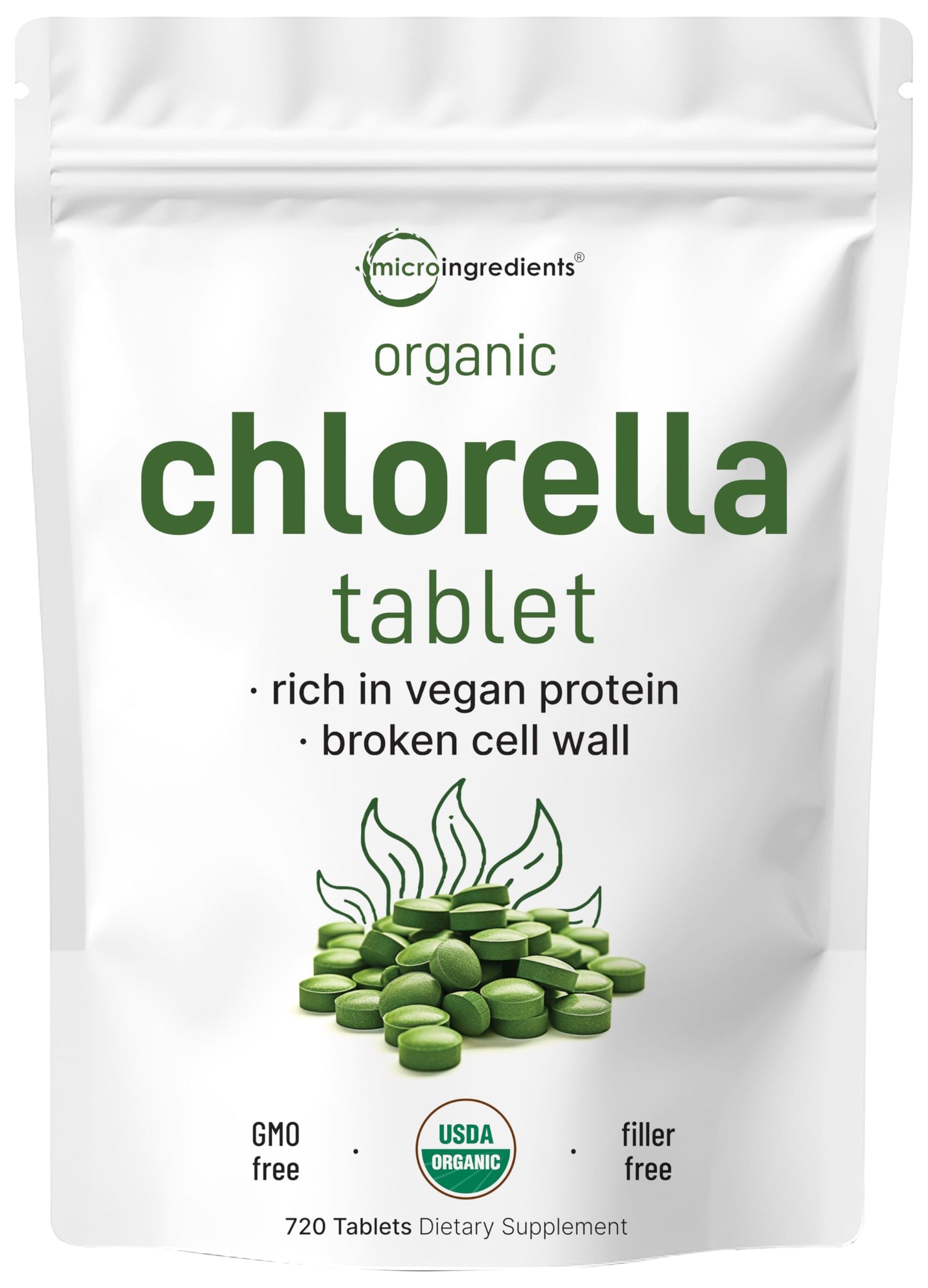 Organic Chlorella Tablets 500mg | 720 Tabs (360g) | Broken Cell Wall | Non-GMO