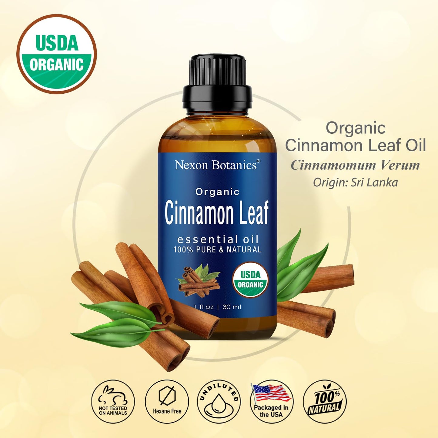 Organic Cinnamon Essential Oil 30 ml - Nexon Botanics | 100% Natural & Undiluted