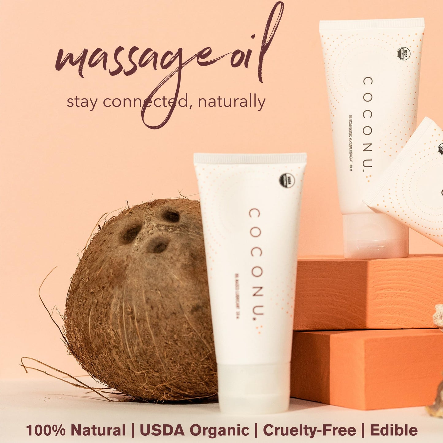 Coconu Oil Based Massage Oils | Organic Coconut Body Oil | Natural & Clean Ingredients, Body Oils for Men, Women | 3 Oz
