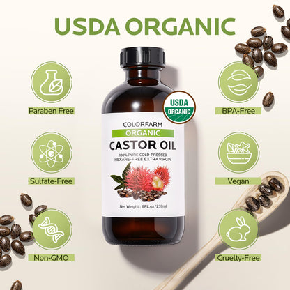 40 Pcs Castor Oil Pack Wrap – Organic Cold-Pressed Castor Oil, 8oz + Patches