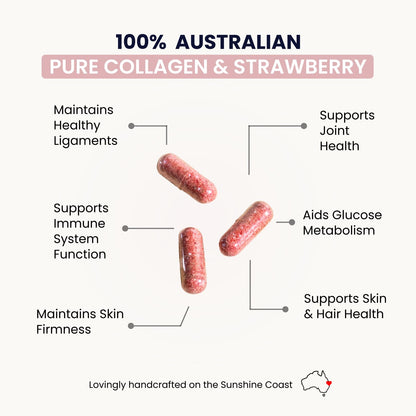 Organic Collagen Australia – Beauty Brilliance Strawberry Capsules, 120 Count