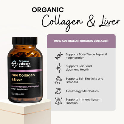 Organic Collagen Australia Pure Collagen & Liver Capsules – 120 Capsules