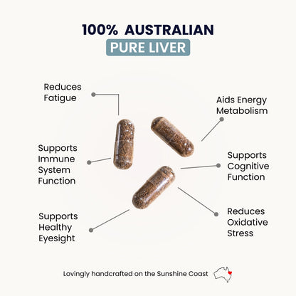 Organic Collagen Australia Pure Liver Capsules – Grass-Fed & Pasture-Raised, B12 Energy & Immune Support (120 Capsules)