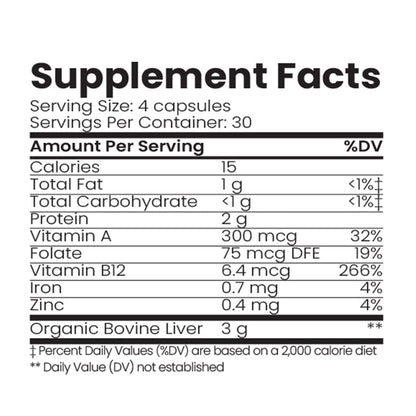 Organic Collagen Australia Pure Liver Capsules – Grass-Fed & Pasture-Raised, B12 Energy & Immune Support (120 Capsules)