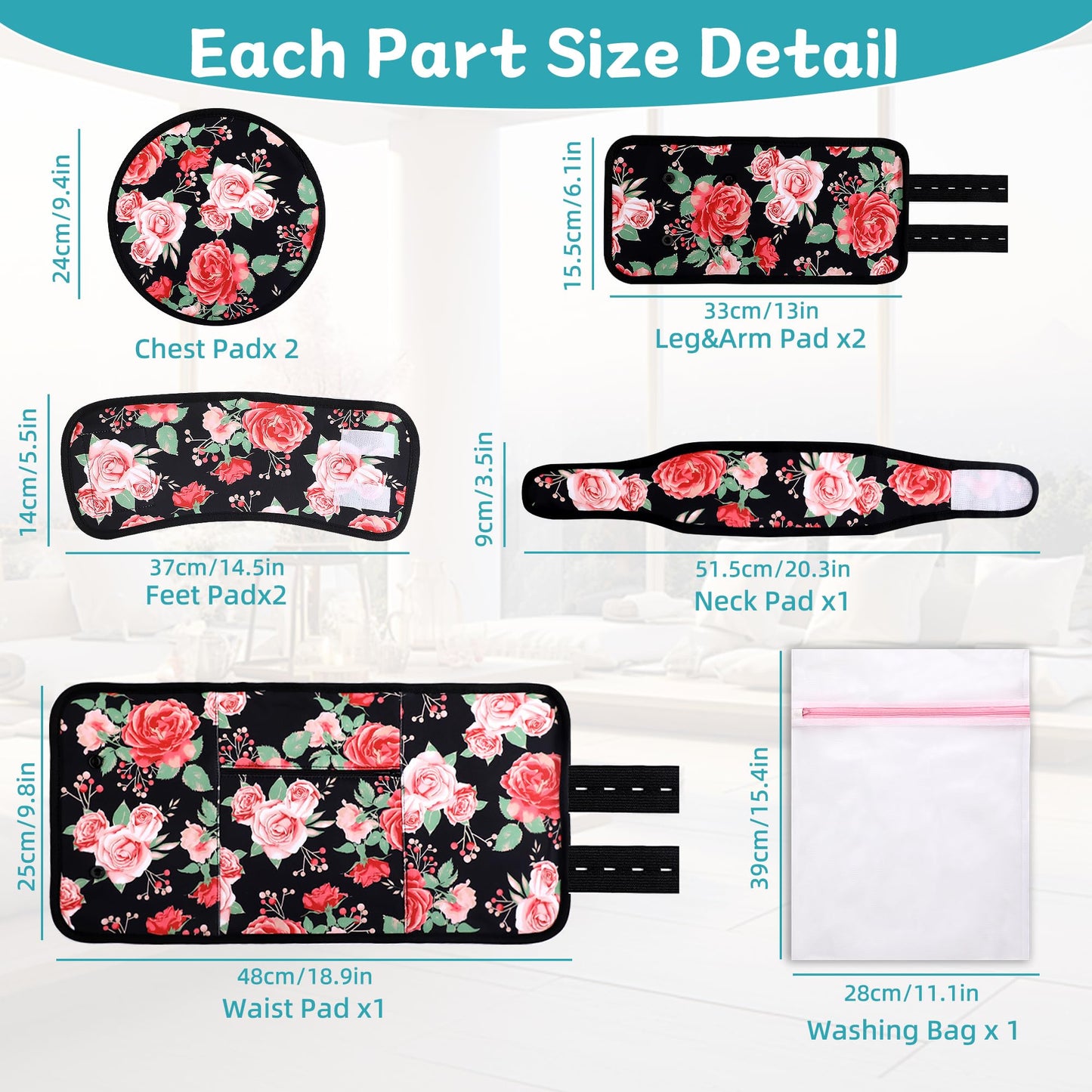 Castor Oil Pack Wrap Organic Cotton Kit – 9 Pcs, Adjustable Straps, Reusable & Machine Washable