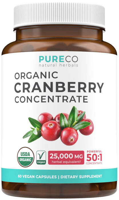 Organic Cranberry Pills 50:1 Concentrate – 25,000mg, Vegan, 60 Capsules