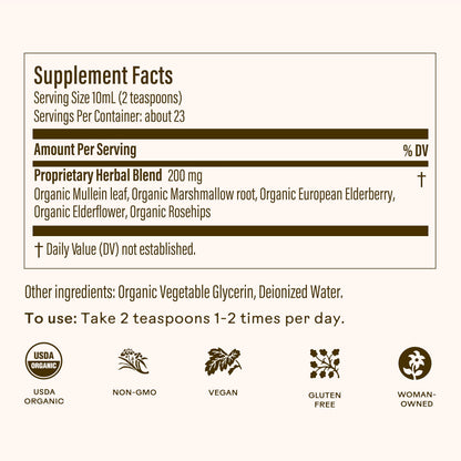 Wooden Spoon Herbs Elderberry Syrup – USDA Organic Lung & Immune Support | 8 fl oz