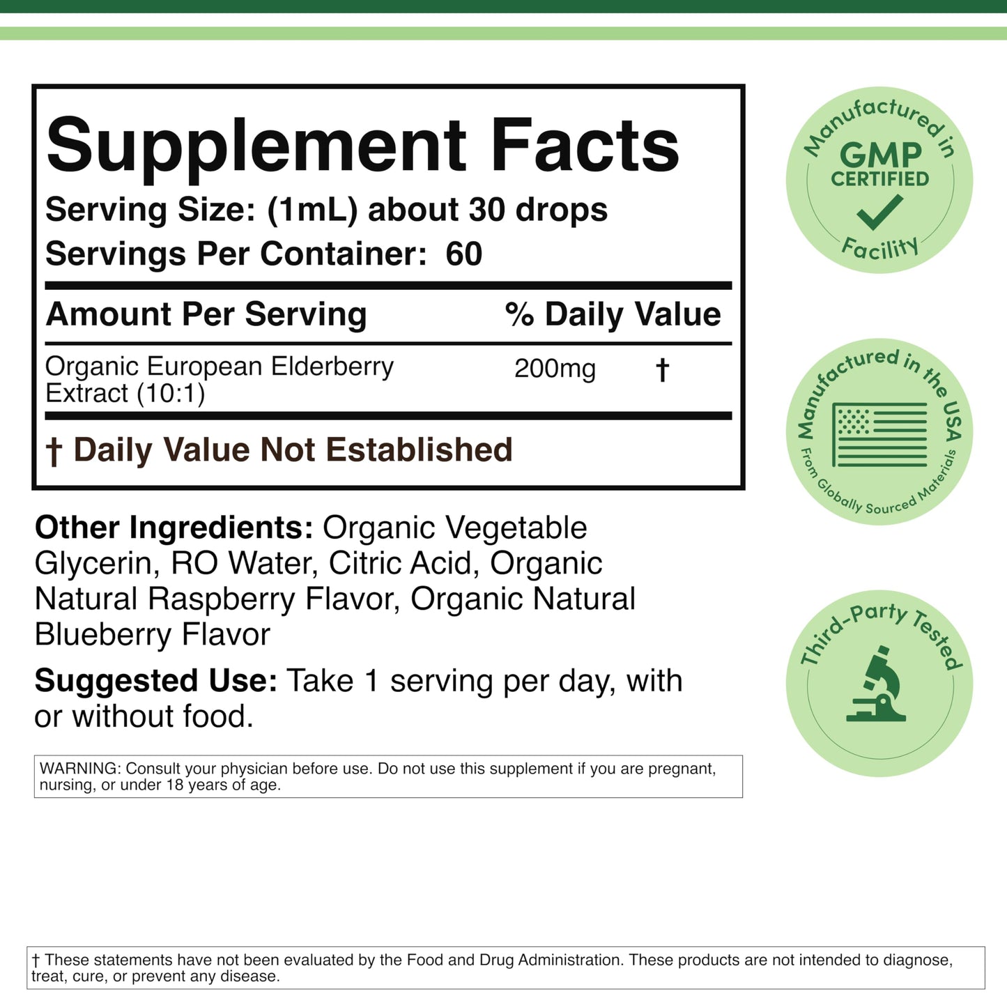 Organic Elderberry Liquid 2 oz - Immune Support | Double Wood
