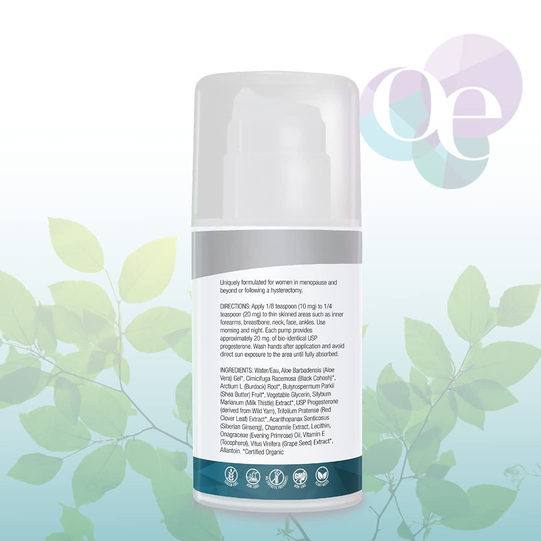 Organic Excellence Balance Plus Therapy – USP Bioidentical Organic Progesterone Cream with Phytoestrogens | Menopause Hormone Balance, 3.3 fl oz