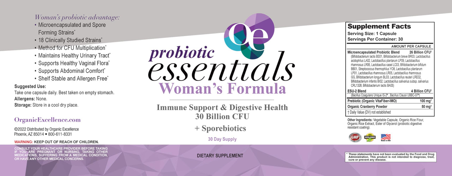 Organic Excellence Probiotics for Women – 30B CFU, 18 Strains