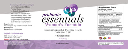 Organic Excellence Probiotics for Women – 30B CFU, 18 Strains