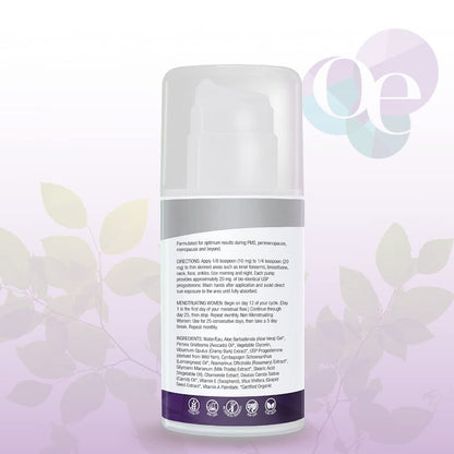 Organic Excellence Progesterone Cream for Women - Natural Bio-Identical Hormonal Balance, 3.3 fl oz