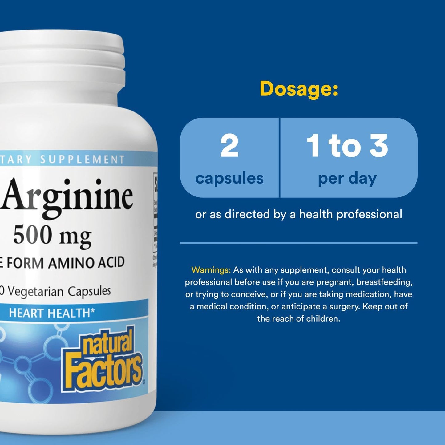 Natural Factors - L-Arginine, Supports Muscle Metabolism, 90 Vegetarian Capsules