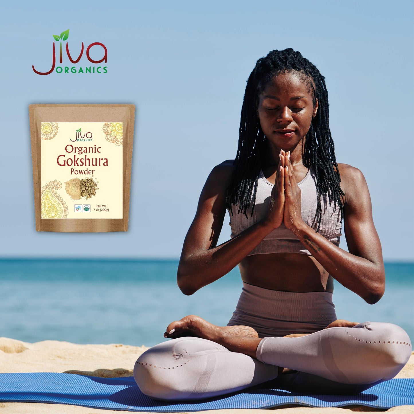 Jiva Organics Gokshura Powder 7oz - Non-GMO, Pure Full Spectrum Tribulus, Indian Origin