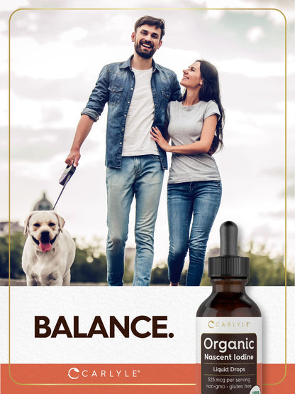 Carlyle Organic Nascent Iodine Liquid Drops – 2 fl oz – Vegan, Non-GMO, Gluten Free