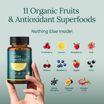 Etta Vita 100% Organic Fruits & Veggies, 180 Capsules – Vegan, Non-GMO, Made in USA BritishVita | Premium UK Vitamins & Wellness Supplements