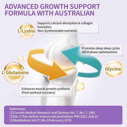 Organic Garden Height Support Capsules for Teens & Young Adults | Red Algae Calcium, L-Lysine