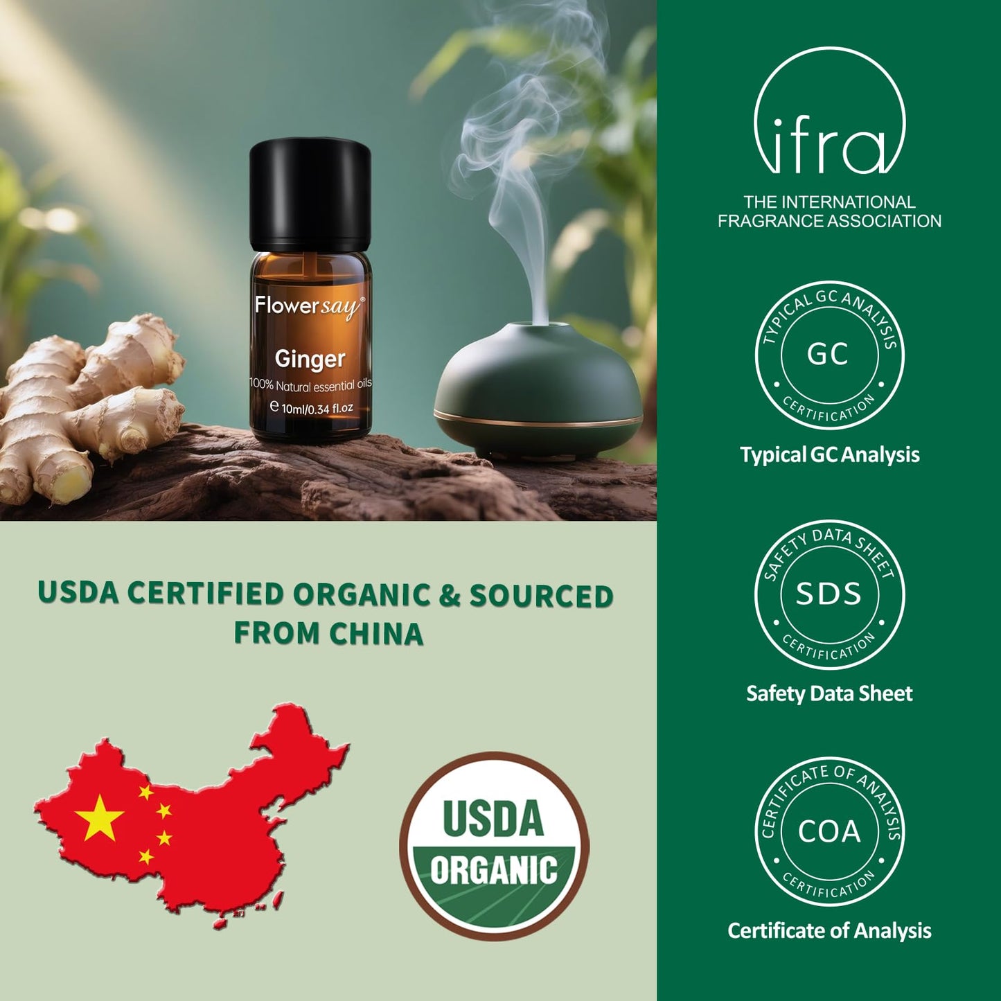 Organic Ginger Essential Oil 10ml – USDA Certified, 100% Pure