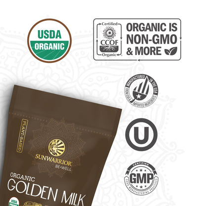 Organic Golden Milk Powder Ashwaghanda Turmeric Curcumin 90g pouch (30 srv)