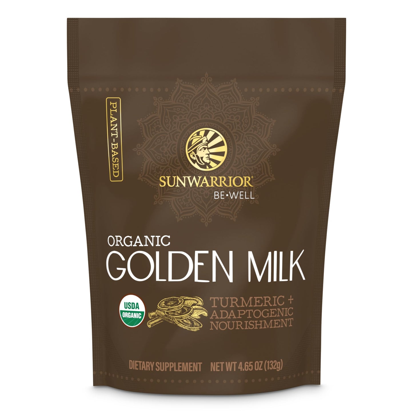 Organic Golden Milk Powder Ashwaghanda Turmeric Curcumin 90g pouch (30 srv)
