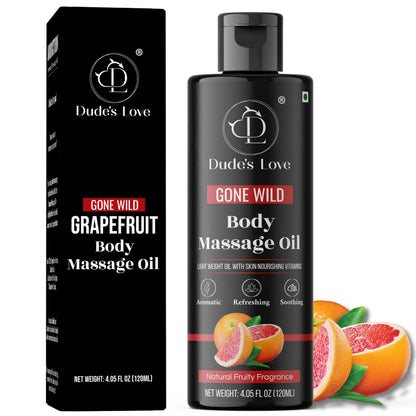 Organic Grapefruit Full Edible Body Massage Oil – Refreshing, Calming | No Stain & Non-Sticky | Fractionated Coconut Oil, Grapefruit & Lime Oil – 4.05 Fl Oz