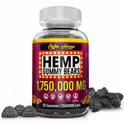 Organic Hemp Gummies Neuropathy Support - Vegan High Potency Hemp Oil, Omega 3-6-9, Vitamin B2 Made in USA