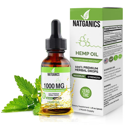 Organic Hemp Oil 1000mg - Ultra Premium CO2-Extracted Hemp Oil Drops | Made in USA