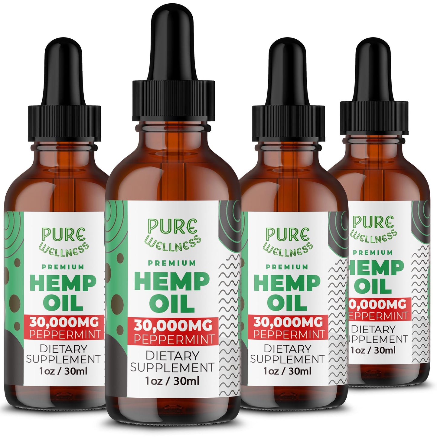 Organic Hemp Seed Oil (4 Oz) Peppermint, High Potency 30,000 mg | Non-GMO, Vegan