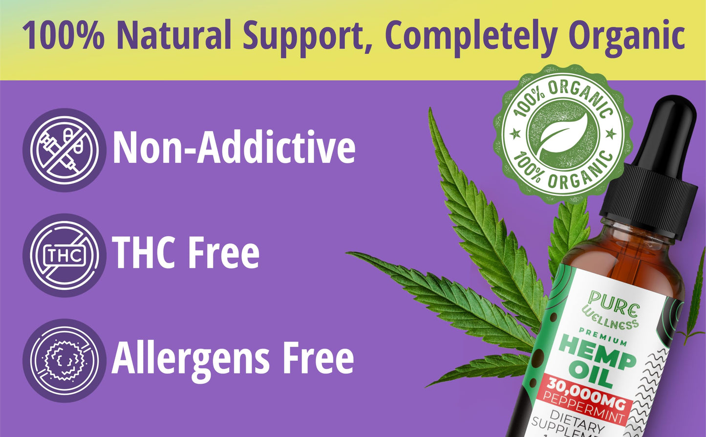 Organic Hemp Seed Oil 6 Oz - Peppermint Flavor, 30,000 mg, Non-GMO, Vegan