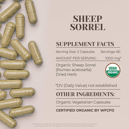 Sheep Sorrel USDA Organic 120 Capsules | Circulatory Support | Organic Vegetarian Capsules