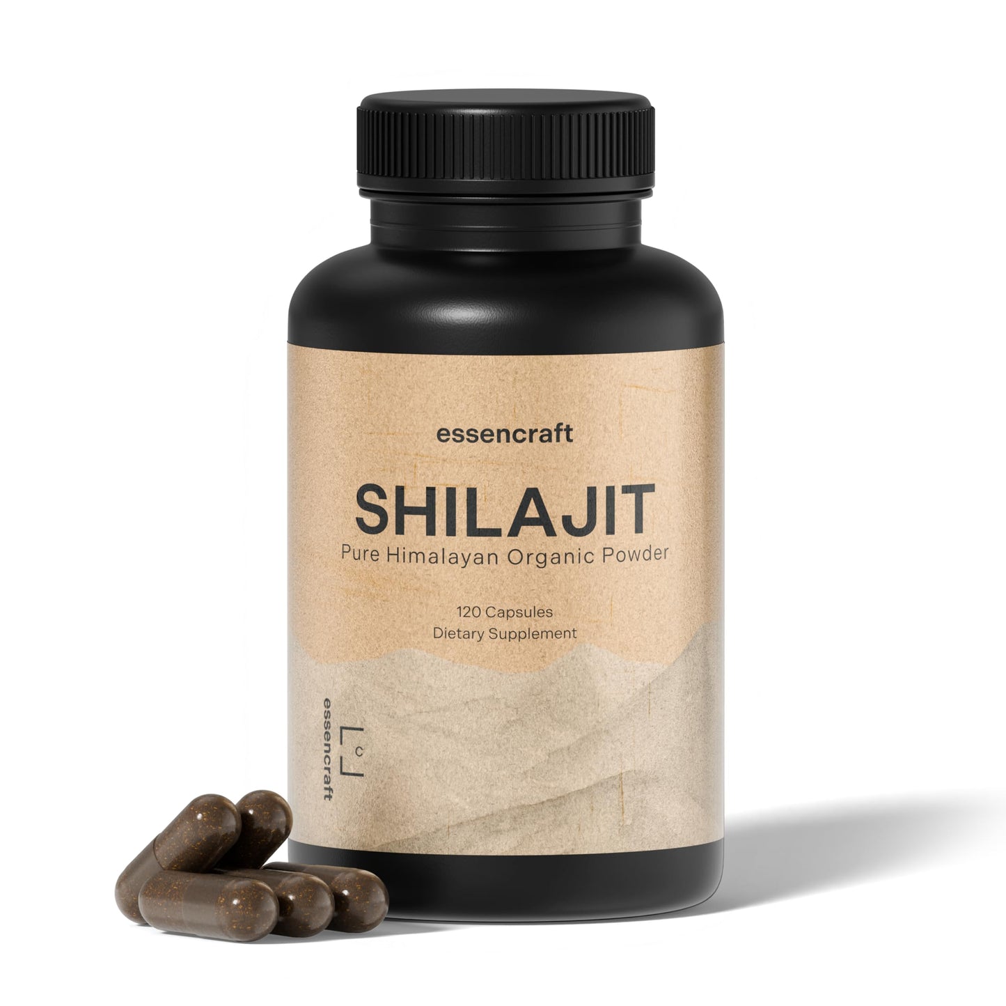 Essencraft Organic Himalayan Shilajit Resin Extract – 1000mg Max Potency, 85+ Minerals, Lab Tested, 2-Month Supply (120 Capsules)