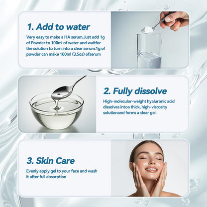 Pure Hyaluronic Acid Powder for Skin & Face | Organic, Low & High Molecular Weight, Sodium Hyaluronate, Food Grade