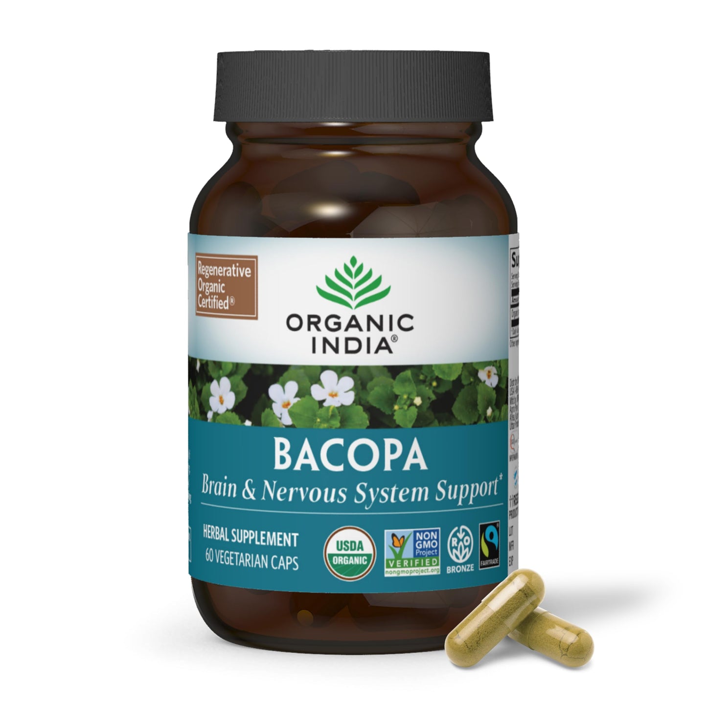 Organic India Bacopa Monnieri – Brain, Memory & Focus | 60 Vegan Capsules