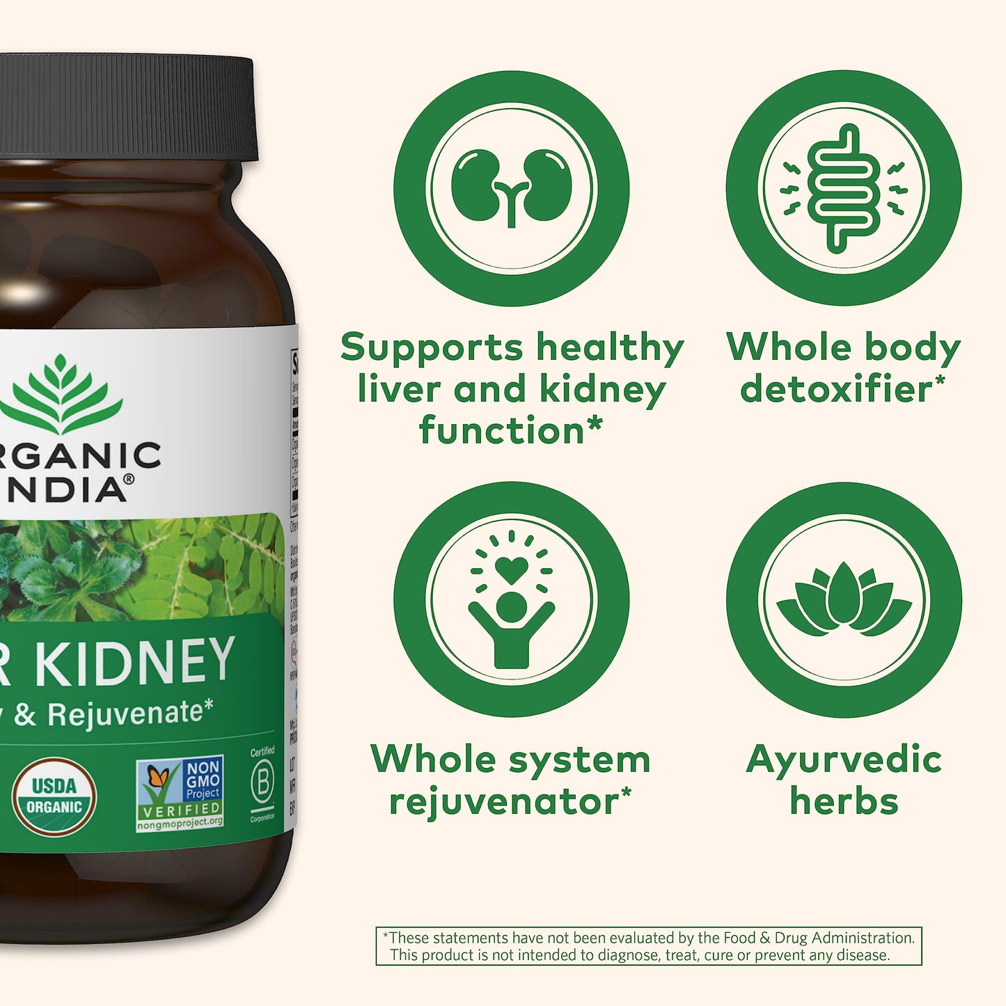 Organic India Liver Kidney Cleanse Detox Repair – Herbal Supplement (90 Capsules) | Vegan | USDA Organic