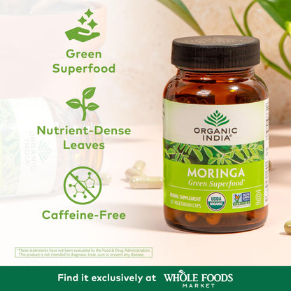 Organic India Moringa Capsules Organic – Moringa Leaf Veg Capsules