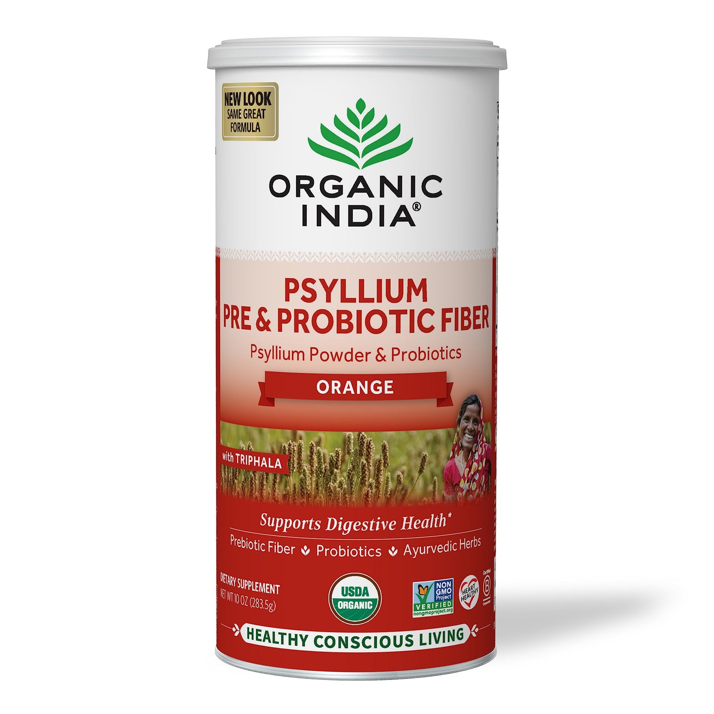 Organic India Psyllium Husk Powder – Probiotic Fiber, Organic, Vegan, Gluten Free, 10 oz