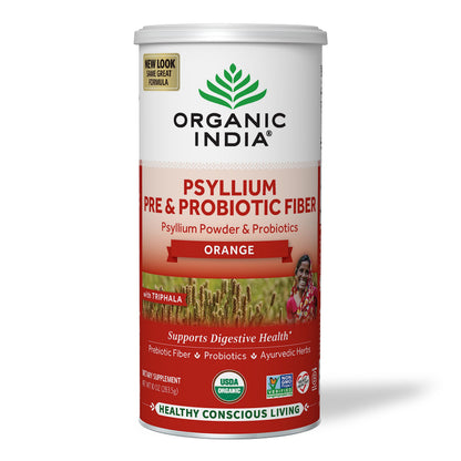 Organic India Psyllium Husk Powder – Probiotic Fiber, Organic, Vegan, Gluten Free, 10 oz