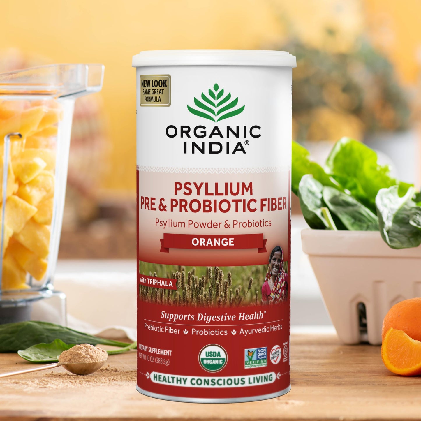 Organic India Psyllium Husk Powder – Probiotic Fiber, Organic, Vegan, Gluten Free, 10 oz