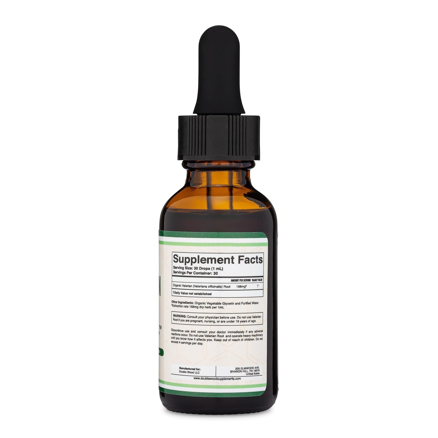 Valerian Root Drops for Sleep - Organic Valerian Root Tincture 168mg | 1 FL OZ, 30 Servings by Double Wood