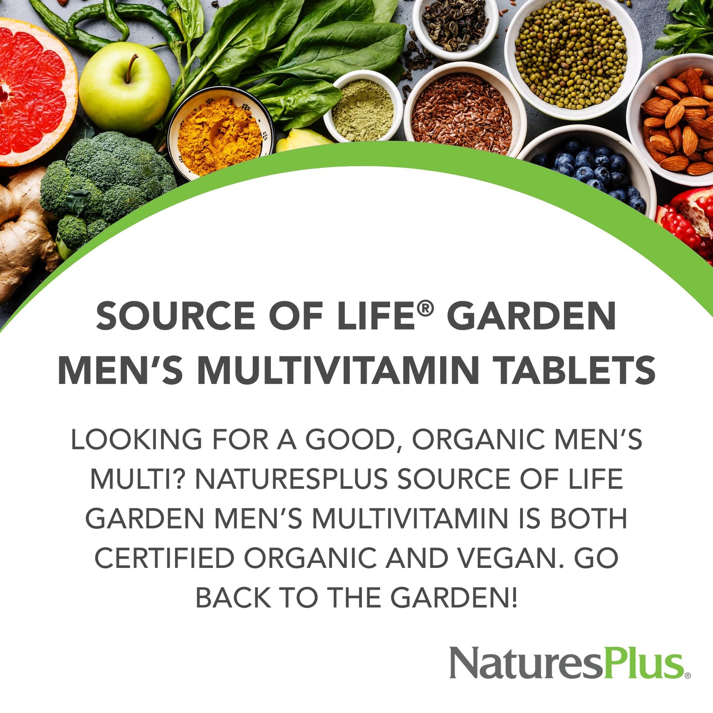 NaturesPlus Source of Life Garden Certified Organic Men's Multivitamin - 90 Vegan Tablets - 30 Servings