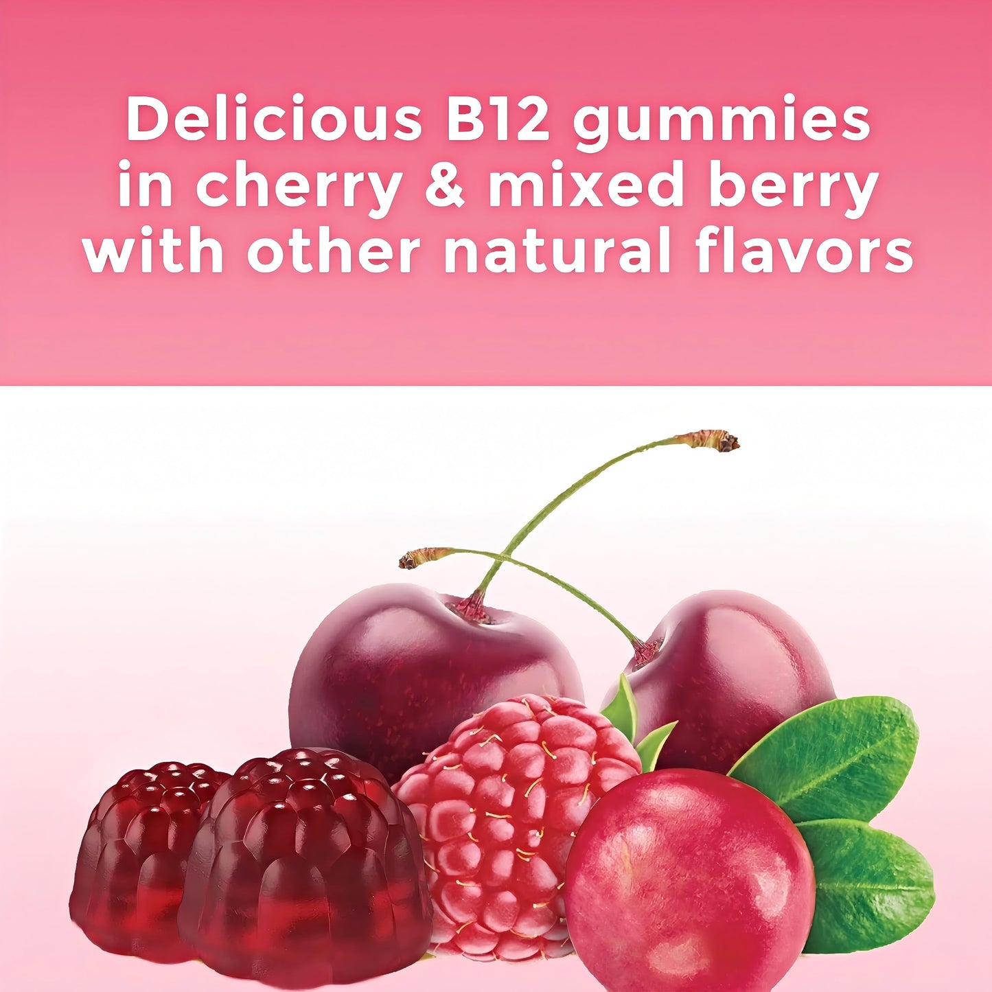 Cherry Flavored Vegan B12 1000 mcg Methylcobalamin | 90 Gummies