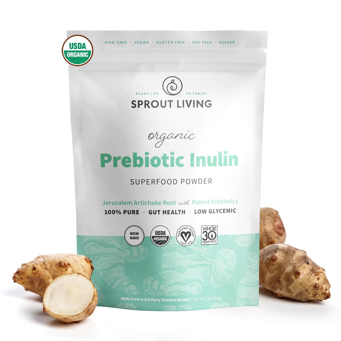 Organic Inulin with FOS Prebiotic Powder - 1 lb (90 Servings) | Digestive Health