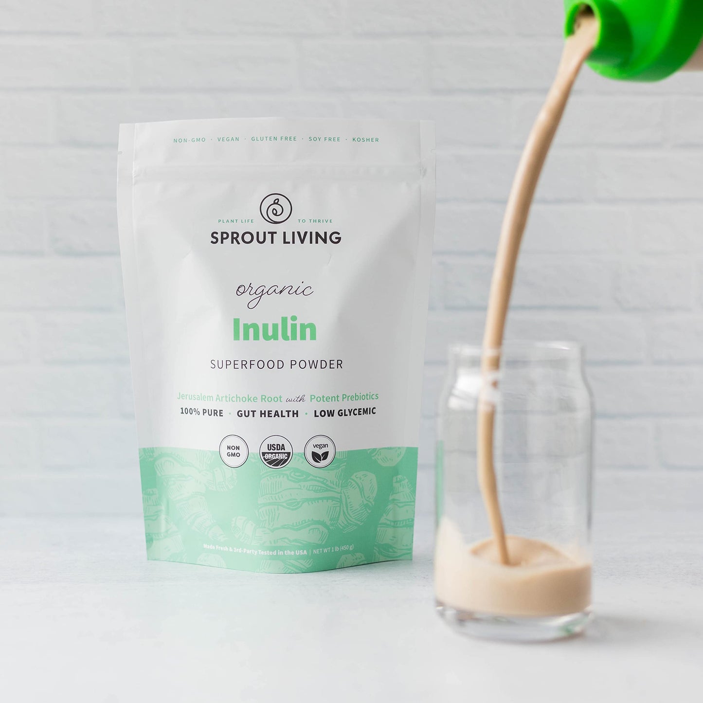 Organic Inulin with FOS Prebiotic Powder - 1 lb (90 Servings) | Digestive Health