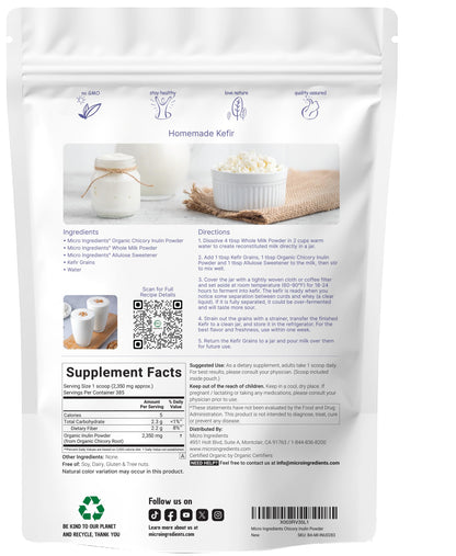Organic Inulin Fiber Powder 2lb – Prebiotic Digestive Health, Unflavored & Vegan | Micro Ingredients