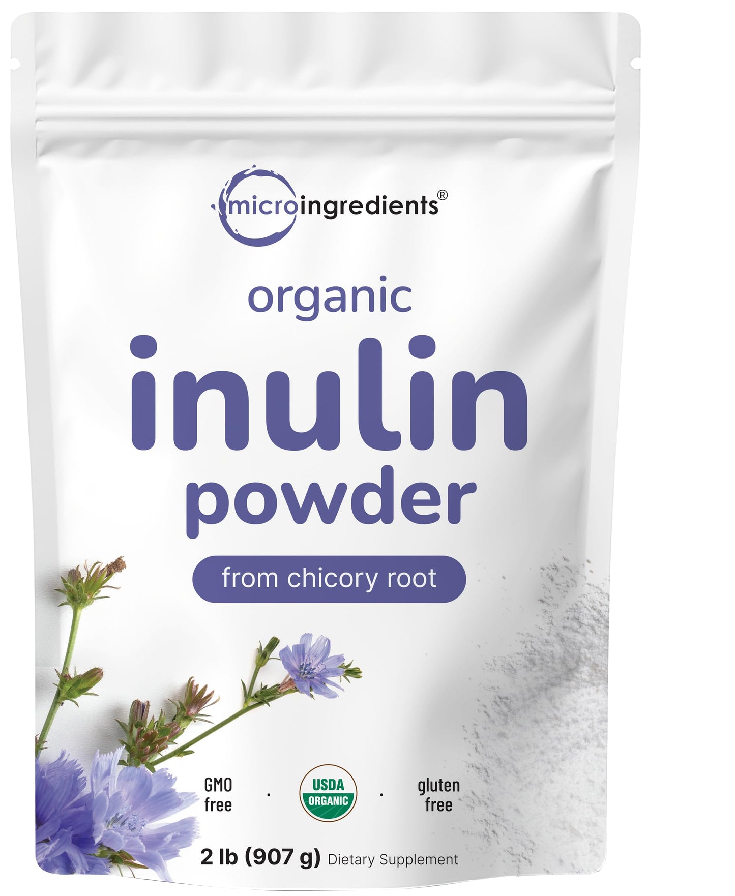 Organic Inulin Fiber Powder 2lb – Prebiotic Digestive Health, Unflavored & Vegan | Micro Ingredients