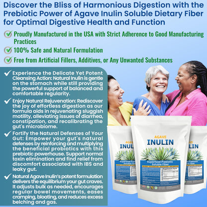 Organic Inulin Powder 16oz | Prebiotic Fiber for Digestive Health & Gut Wellness
