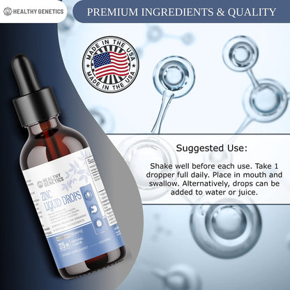 Liquid Zinc Drops for Kids, Men & Women | Organic Ionic Zinc Sulfate | Immunity, Mood & Brain Support | 30 Day Supply | 2 oz