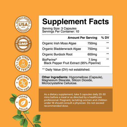 Organic Irish Sea Moss Capsules – Immune & Thyroid Support